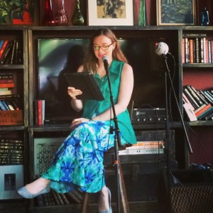 Libby Waterford reading from her contemporary romance novel "Love Unlocked" at Lady Jane's Salon OC on May 12.